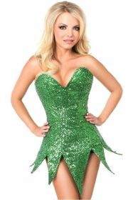 Top Drawer Green Sequin Steel Boned Corset Dress (Size: Small)