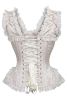 LIMITED EDITION Top Drawer Ivory Brocade & Lace Steel Boned Corset w/Cap Sleeves