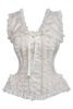 LIMITED EDITION Top Drawer Ivory Brocade & Lace Steel Boned Corset w/Cap Sleeves