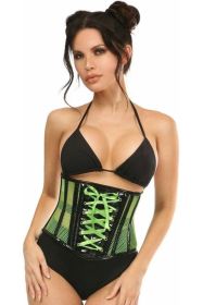Top Drawer Neon Green Patent & Fishnet Underbust Corset (Size: Small)