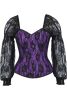LIMITED EDITION Top Drawer Purple w/Black Lace Steel Boned Long Sleeve Corset