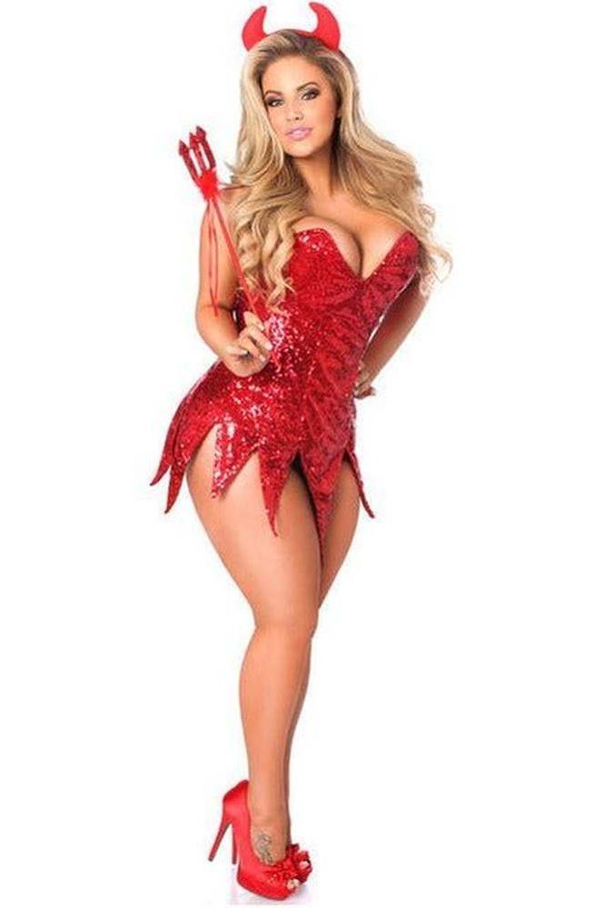 Top Drawer Red Sequin Devil Corset Dress Costume (Size: Small)