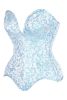 LIMITED EDITION Top Drawer Steel Boned Blue Brocade Plunge Overbust Corset Top
