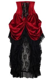 Top Drawer Steel Boned Dark Red Velvet Victorian Bustle Underbust Corset Dress (Size: Small)