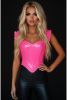LIMITED EDITION Top Drawer Steel Boned Hot Pink Patent Ruffle Sleeve Bustier Corset
