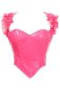 LIMITED EDITION Top Drawer Steel Boned Hot Pink Patent Ruffle Sleeve Bustier Corset