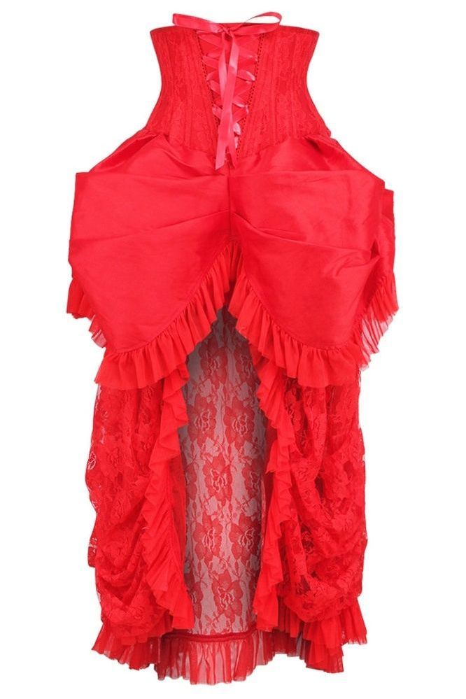 Top Drawer Steel Boned Red Lace Victorian Bustle Underbust Corset Dress (Size: Small)