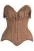 LIMITED EDITION Top Drawer Tan Suede Steel Boned Overbust Corset w/Fringe