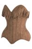 LIMITED EDITION Top Drawer Tan Suede Steel Boned Overbust Corset w/Fringe