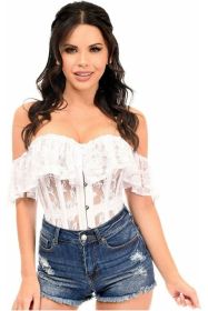 Top Drawer White Sheer Lace Steel Boned Corset (Size: Small)