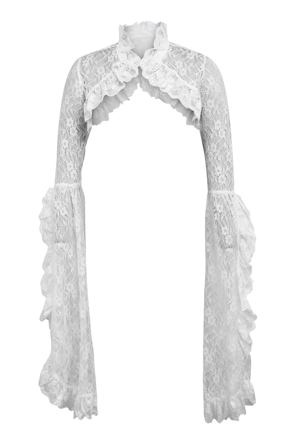 White Lace Shrug Bolero Jacket (Size: One Size)